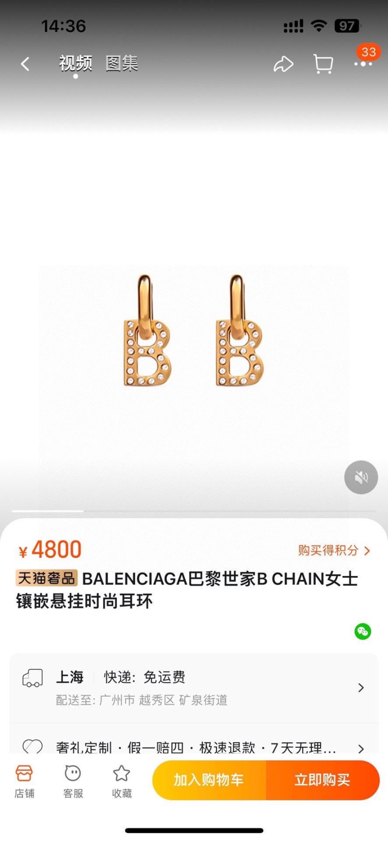 Ba1en*iaga earrings